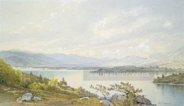  Lago Lienzo - El paisaje del lago Squam y las montañas Sandwich William Trost Richards Paisaje